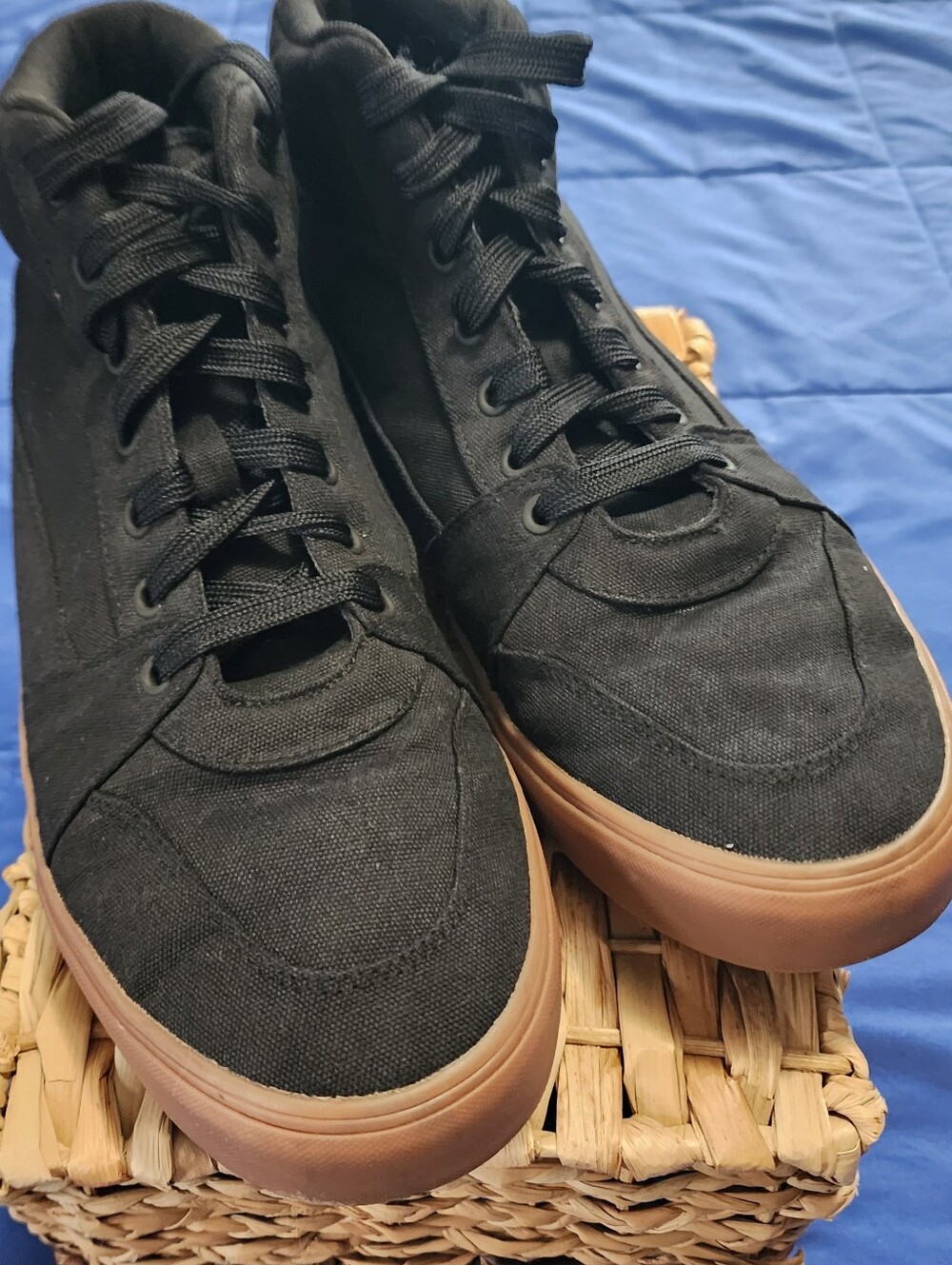 No Boundaries Black High-Top Canvas Sneakers with Gum Sole